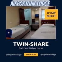 Twin share room layout shown on promotional digital poster